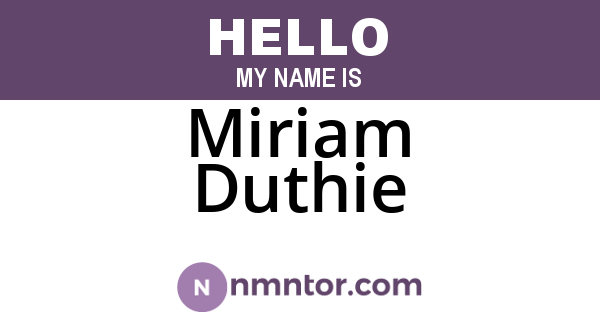 Miriam Duthie