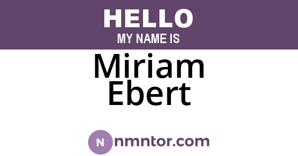 Miriam Ebert