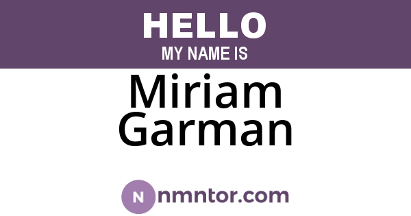 Miriam Garman