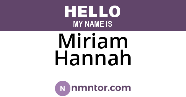 Miriam Hannah