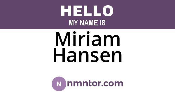 Miriam Hansen