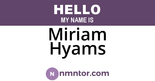Miriam Hyams