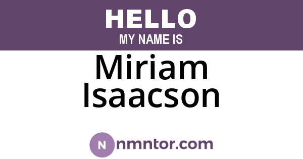 Miriam Isaacson