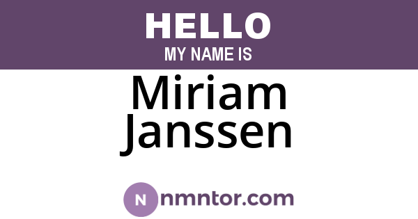 Miriam Janssen