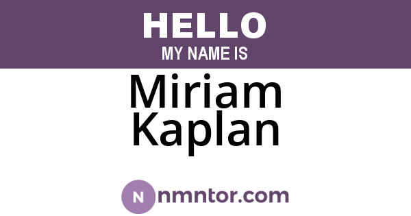 Miriam Kaplan