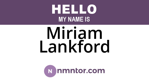 Miriam Lankford