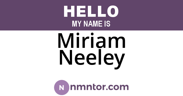 Miriam Neeley