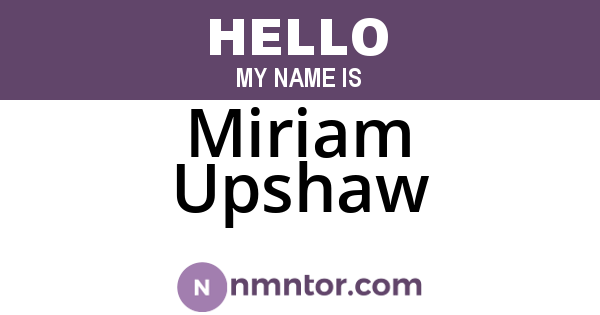 Miriam Upshaw