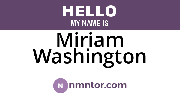 Miriam Washington
