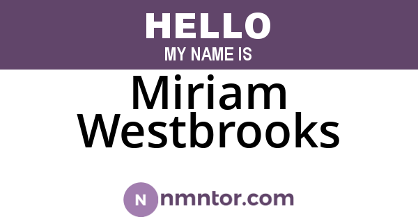 Miriam Westbrooks