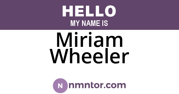 Miriam Wheeler