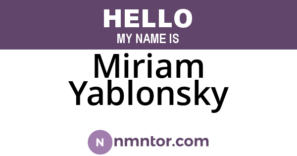 Miriam Yablonsky