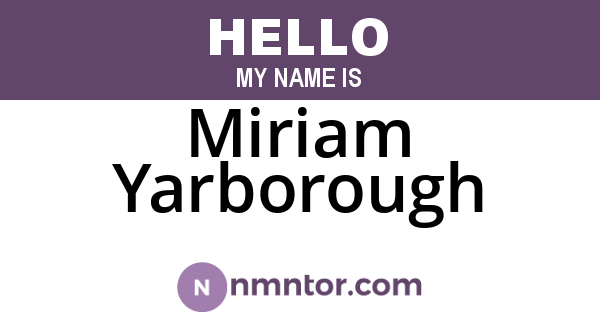 Miriam Yarborough