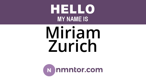 Miriam Zurich