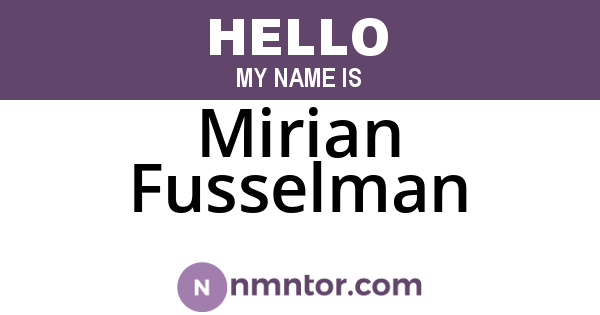 Mirian Fusselman