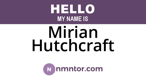 Mirian Hutchcraft