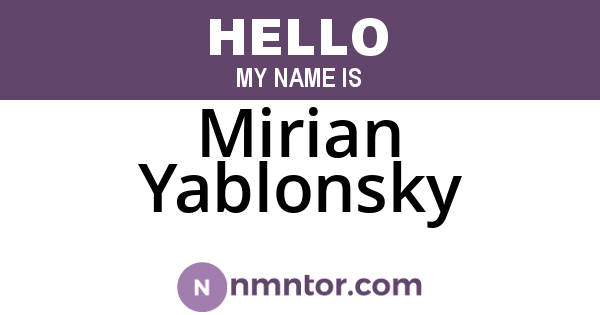 Mirian Yablonsky
