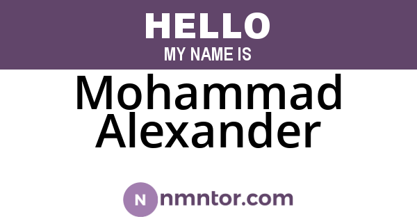 Mohammad Alexander