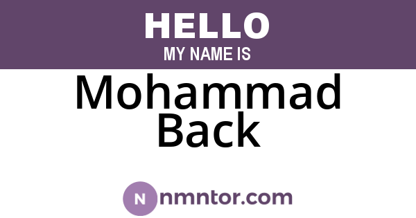 Mohammad Back