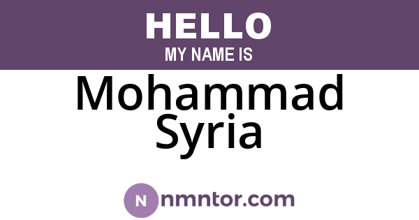 Mohammad Syria