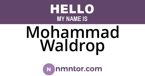 Mohammad Waldrop