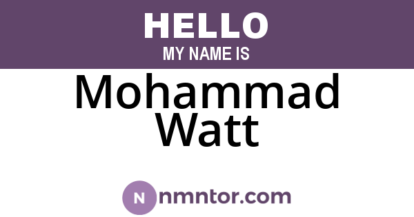 Mohammad Watt