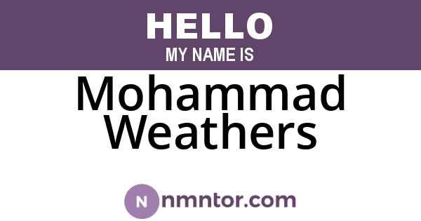 Mohammad Weathers