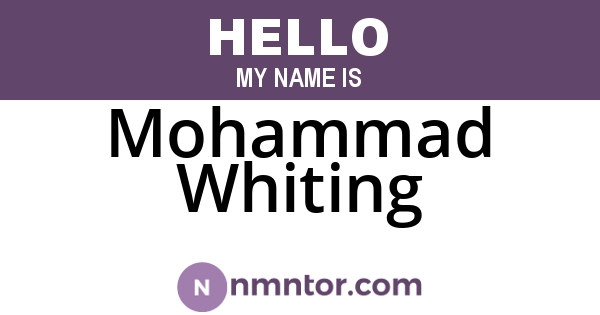 Mohammad Whiting