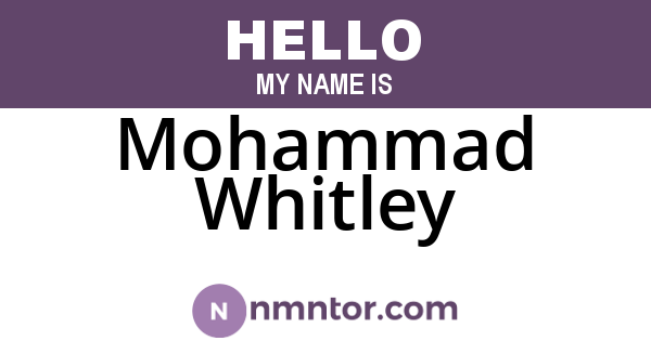 Mohammad Whitley