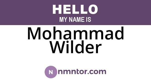 Mohammad Wilder