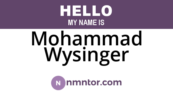 Mohammad Wysinger