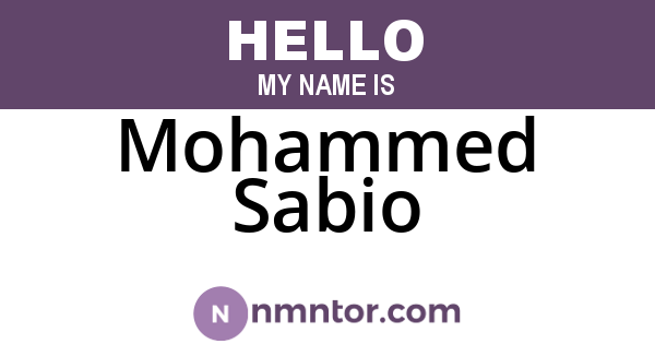 Mohammed Sabio