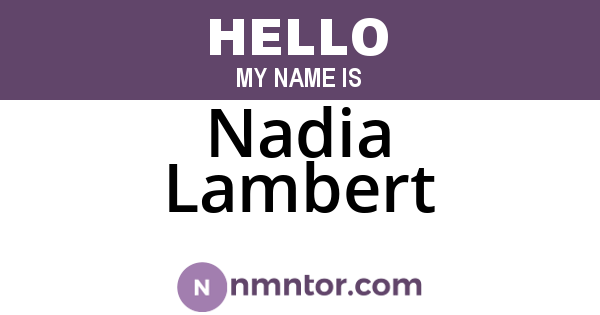 Nadia Lambert