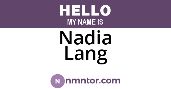 Nadia Lang