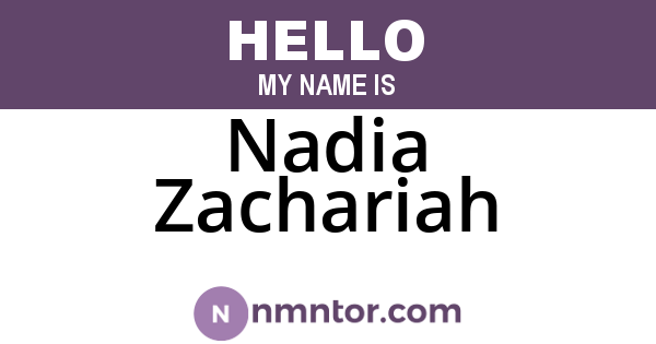 Nadia Zachariah