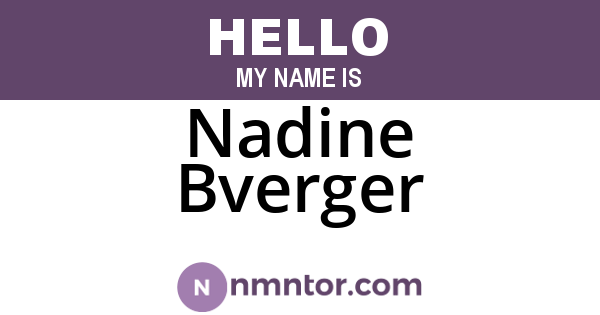 Nadine Bverger