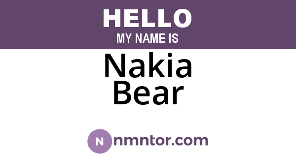 Nakia Bear
