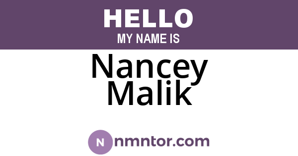 Nancey Malik