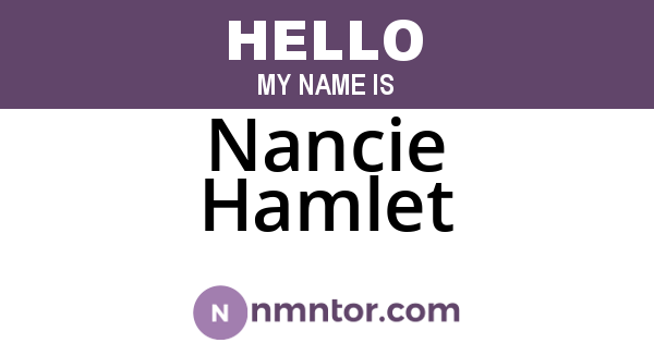 Nancie Hamlet