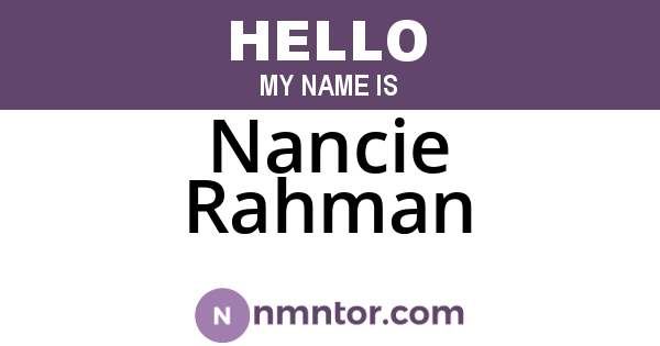 Nancie Rahman