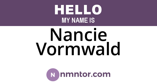 Nancie Vormwald
