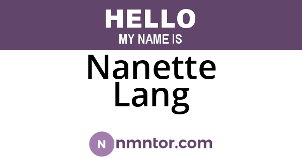 Nanette Lang
