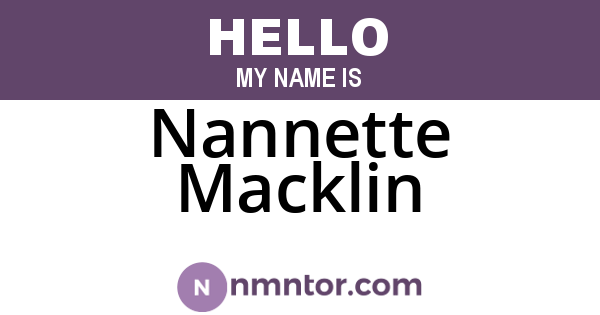 Nannette Macklin
