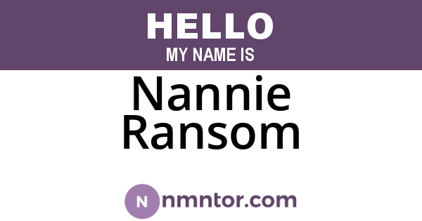 Nannie Ransom