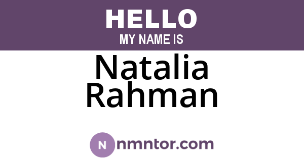 Natalia Rahman
