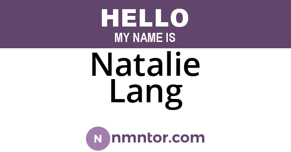 Natalie Lang
