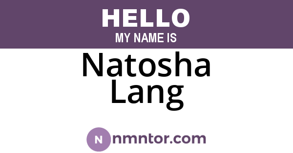 Natosha Lang