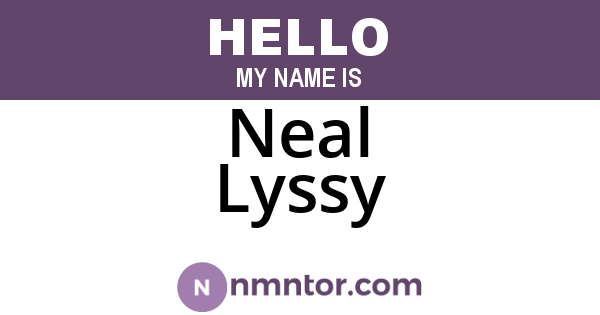 Neal Lyssy