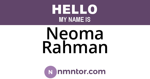 Neoma Rahman