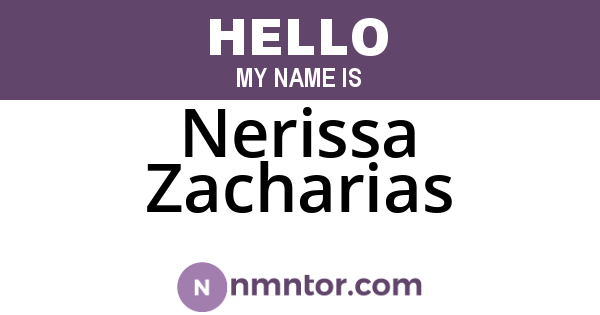 Nerissa Zacharias
